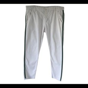 NSF Cream Cotton Pants W/ Green Racing Stripe